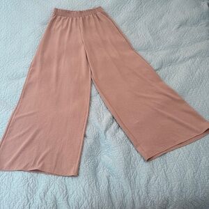 ZARA palazzo tan taupe elastic waist very light weight pants  sz S